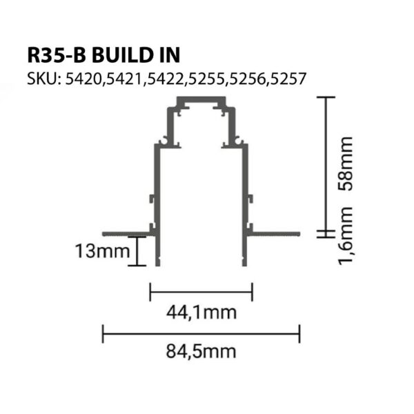 Ugradna Šina za Magnetni Šinski Reflektor R35B Bijela 2m - Image 3